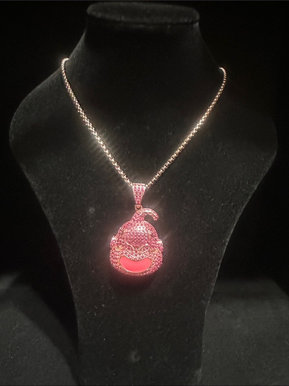 Pink Crystal Kid Buu Dragon Ball Pendant Necklace